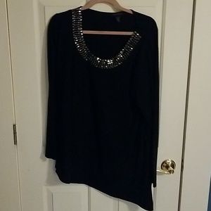 Asymmetrical Sweater with Metal Accents
